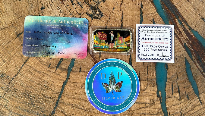 1-oz .999 Silver Bex Engraving Golden Nugget Enameled Bar