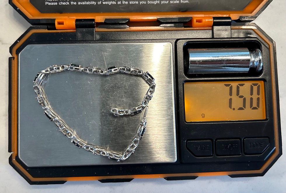 Thumbnail: 14K White Gold Diamond/Sapphire Bracelet, 7.5g, 7"