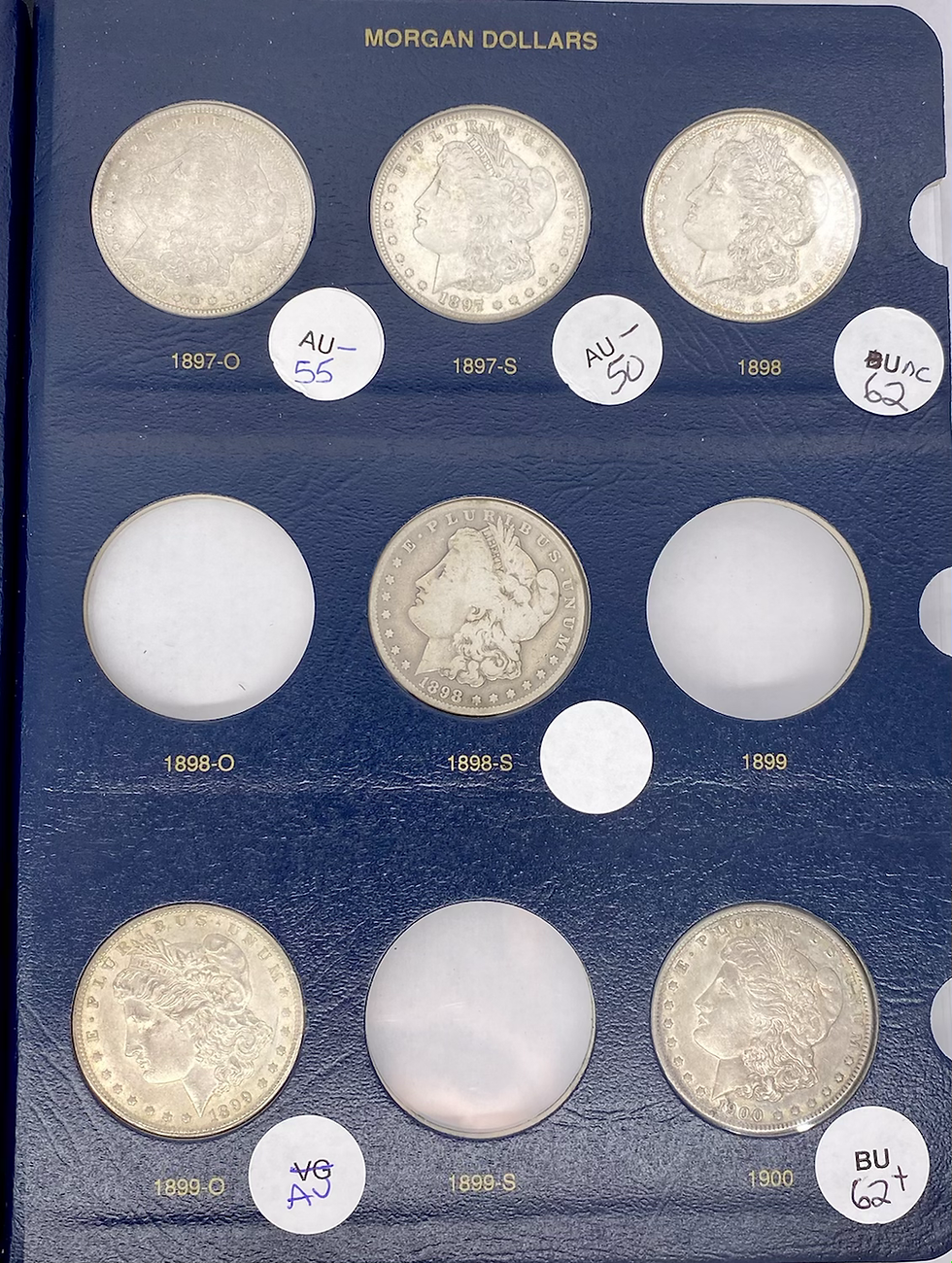 Thumbnail: 90% Silver Morgan Dollar Partial Set #4B. Later Dates