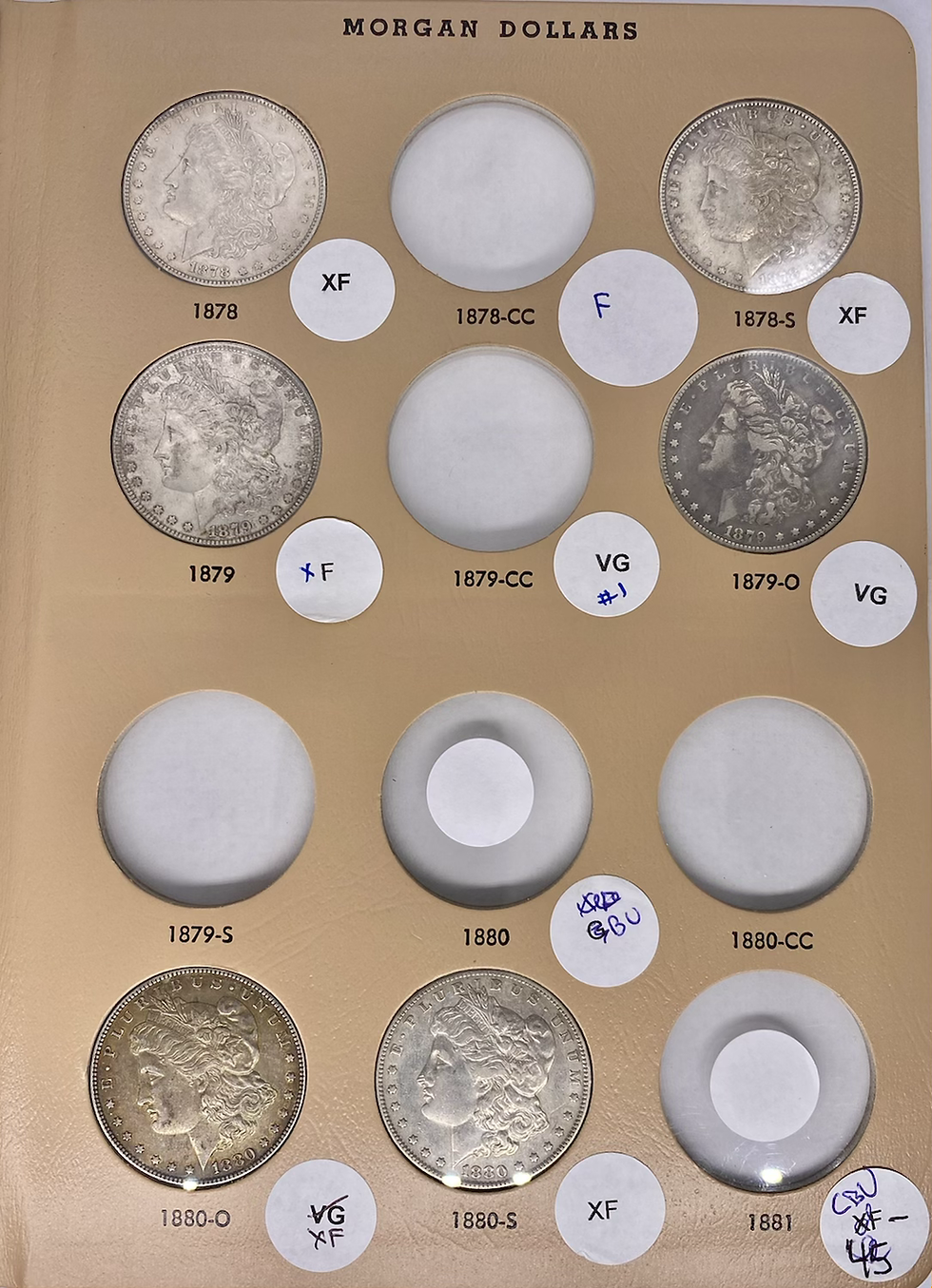 Thumbnail: 90% Silver Morgan Dollar Partial Set #5. Early/Late Dates