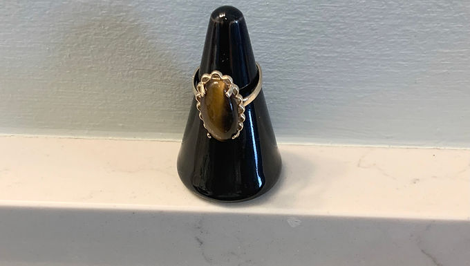 14K Gold Tiger Eye Stone Ring, 3.24g, size 6