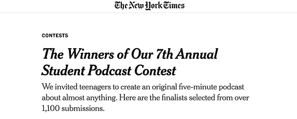 The New York Times: Winners of 7th Annual Student Podcast Contest