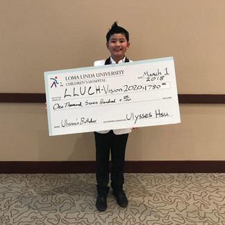 Ulysses Hsu donates his birthday money to Loma Linda Children's Hospital Vision 2020
