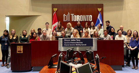 Gabriel Eidelman with Munk School urban policy students visiting Toronto City Hall