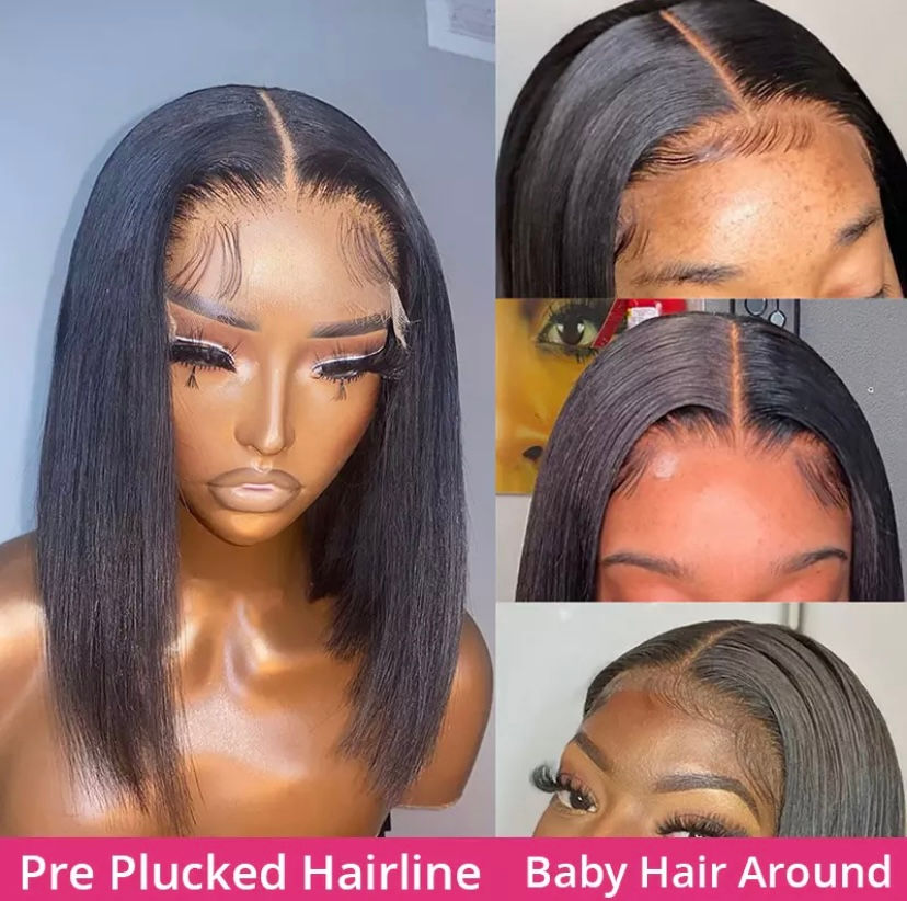 Miniatura: Brazilian Straight Human Hair Wigs 180 Density Transparent T Part Lace Remy Huma