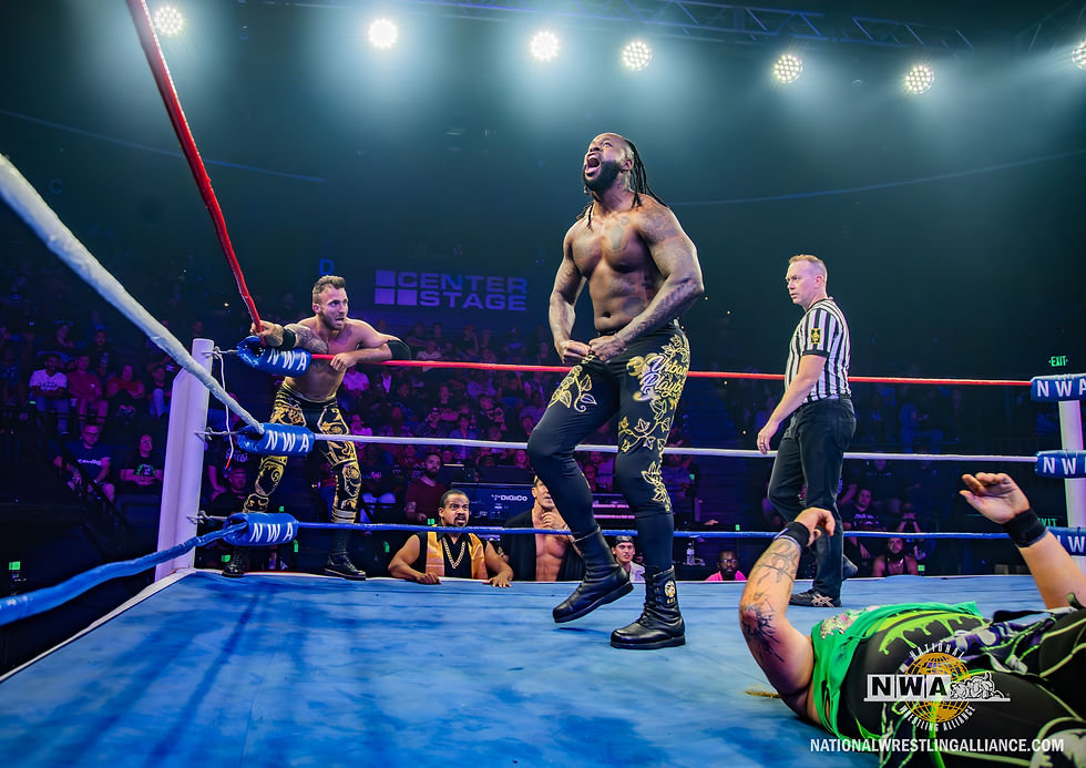 Pretty Boy Smooth dominating against the Slimeballz at NWA SAMHAIN Part III.