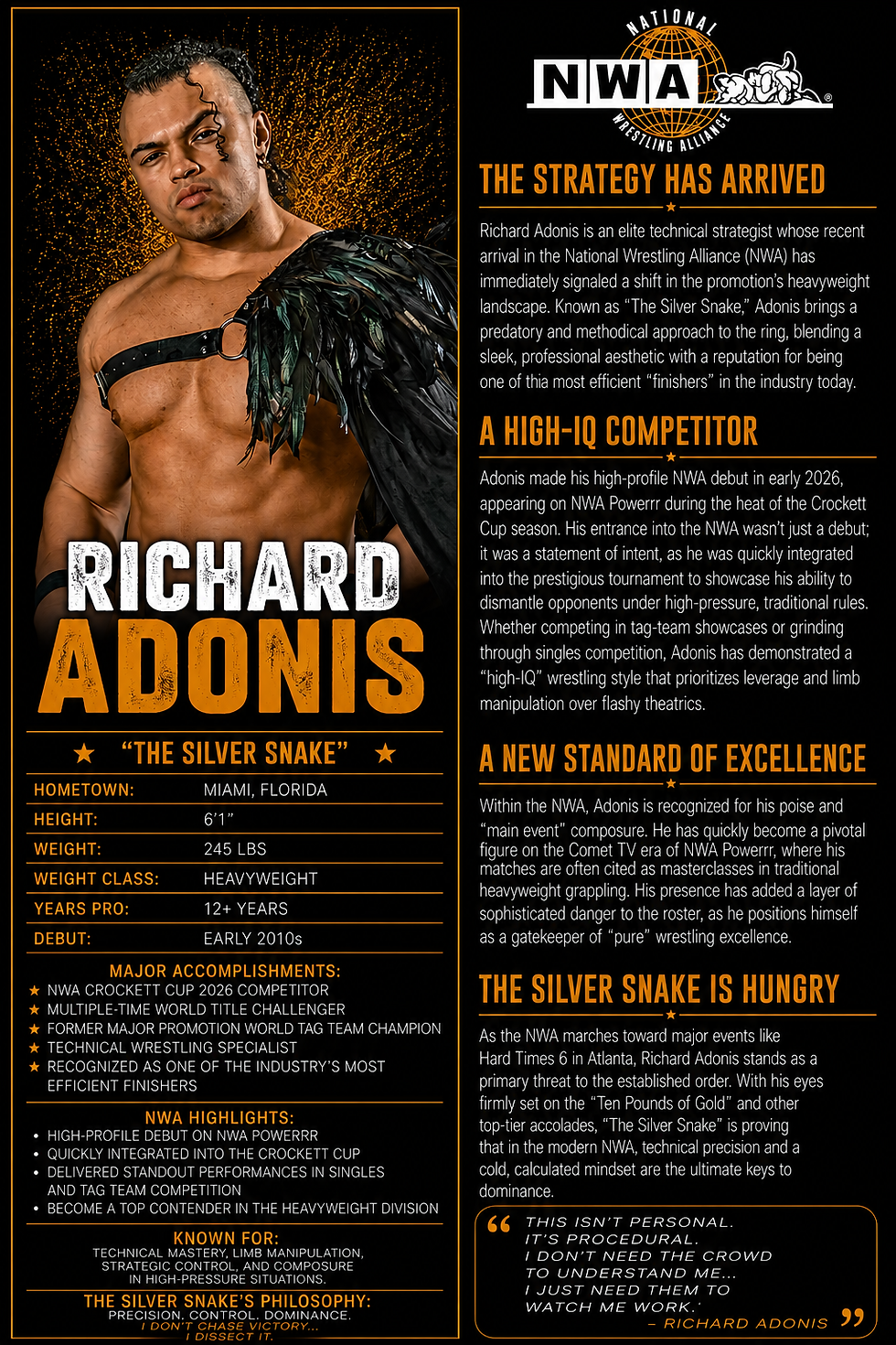 Richard Adonis NWA Profile