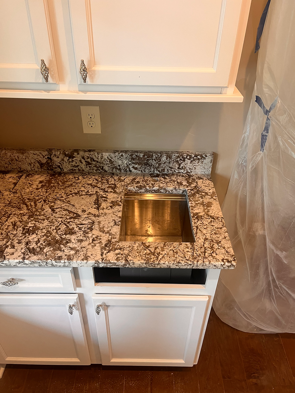 White Granite Sink Fabrication Onsite