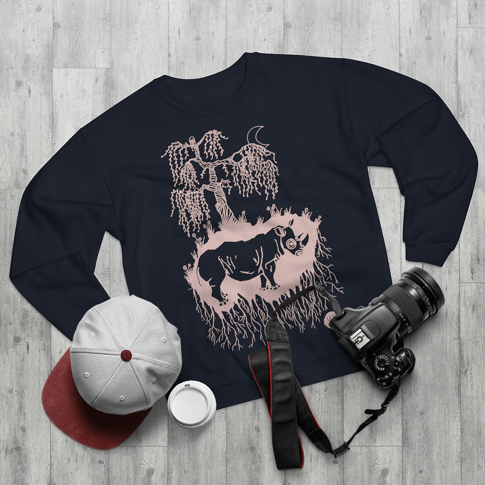 Thumbnail: Rhino Tree, (XS - 4XL) Unisex Crew Neck Sweatshirt, Sketchbook Series