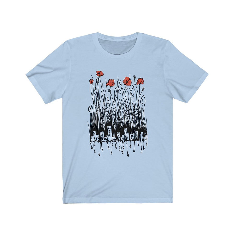 Thumbnail: City Of Poppies, Dark on Light, (XS - 3XL) Unisex Tee, Yelizaveta Sergei Art