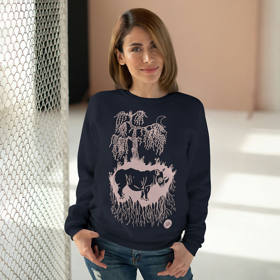 Thumbnail: Rhino Tree, (XS - 4XL) Unisex Crew Neck Sweatshirt, Sketchbook Series