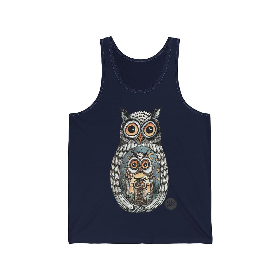Thumbnail: Nesting Doll Owls, (XS - 3XL) Unisex Tank, YSS Sketchbook Collection