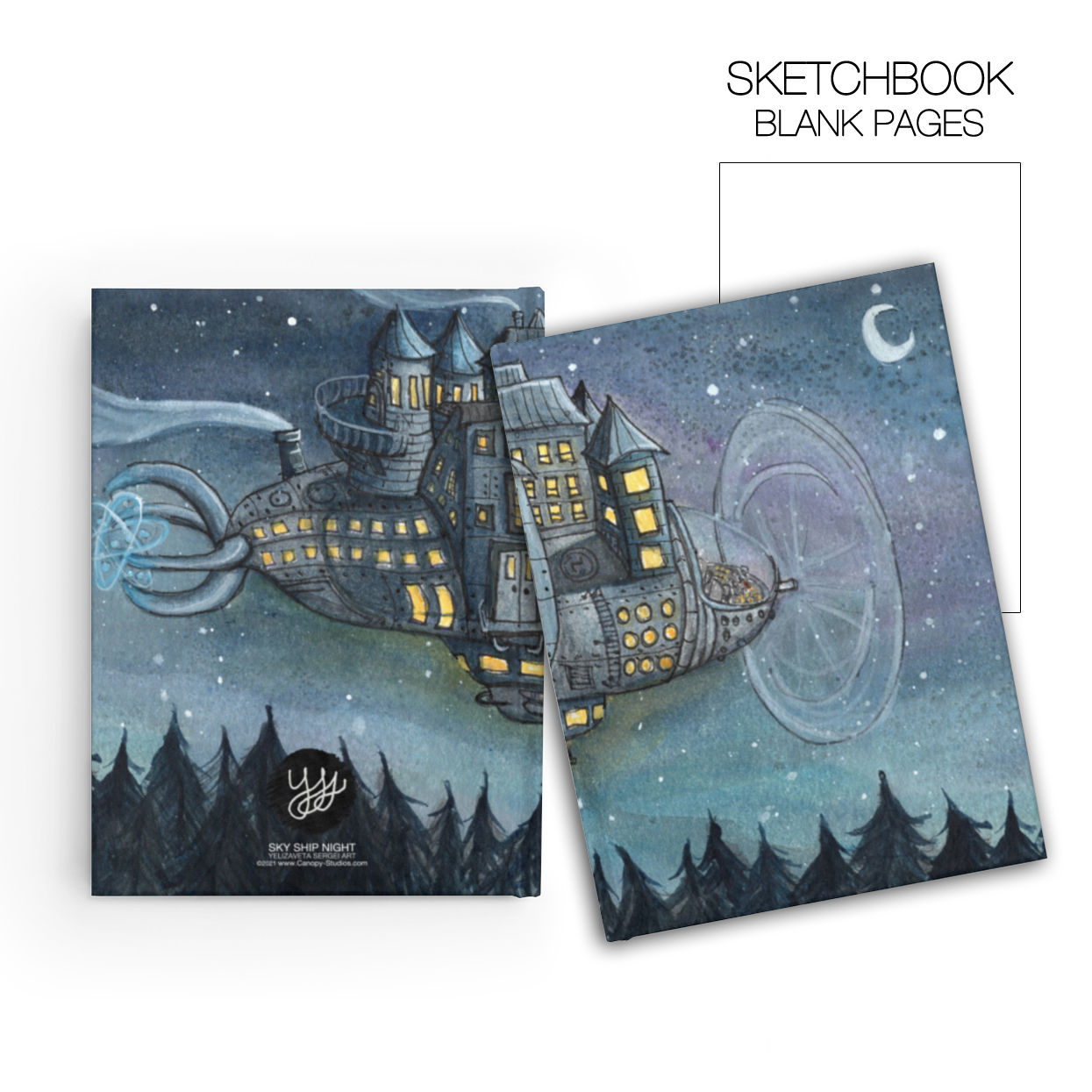 Sky Ship Night, Sketchbook - Blank (5"x7.2" - 128 Blank Pages)