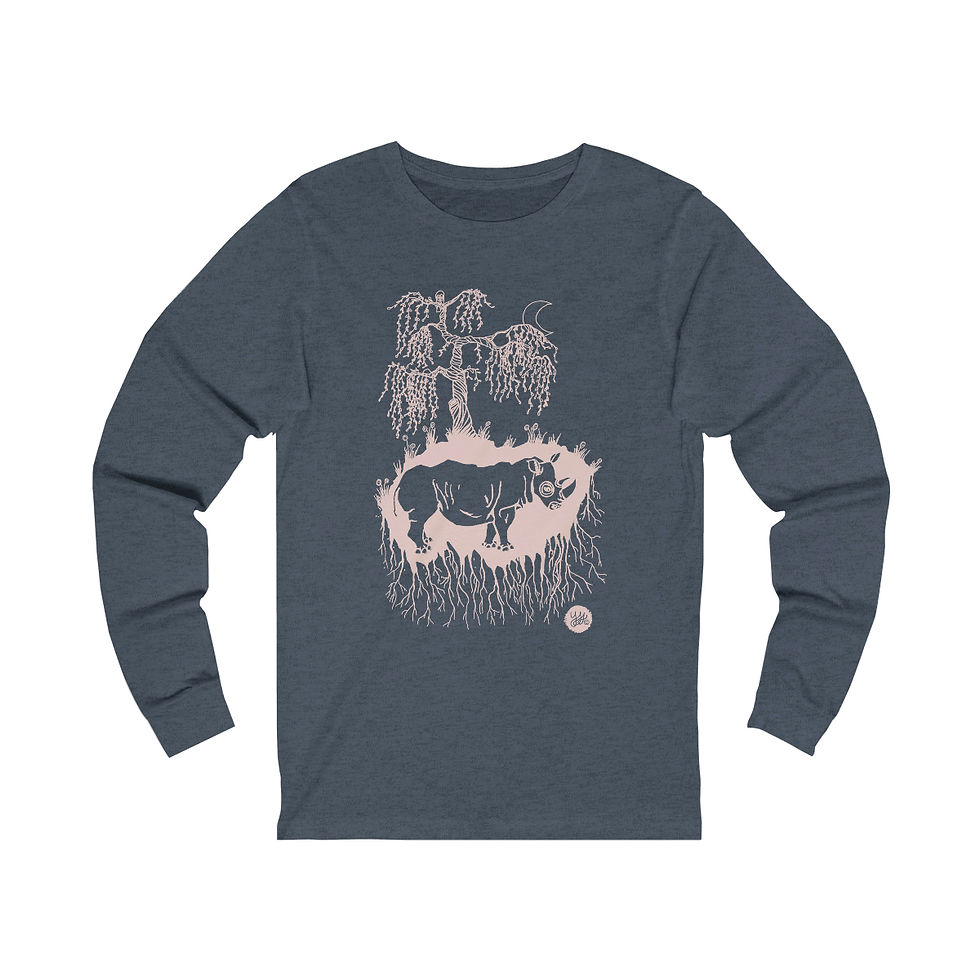 Thumbnail: Rhino Tree, (S - 2XL) Unisex Jersey Long Sleeve Tee, Sketchbook Series 
