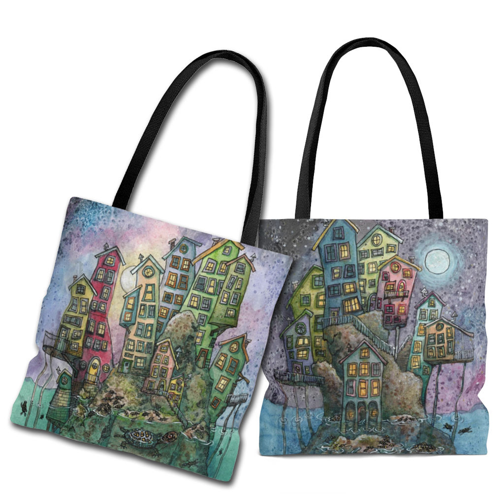 Spotted Turtle Cove, AOP Tote Bag, Yelizaveta Sergei Art