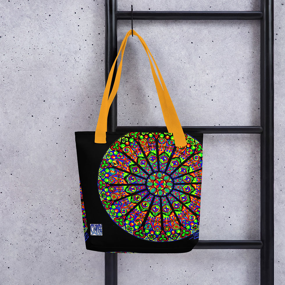 Thumbnail: Rose Window 1 (black) Tote Bag