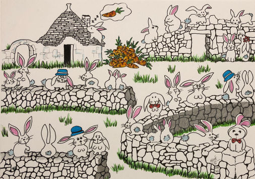 All over in Alberobello's countryside, these low stone walls are seen, stacked neatly, constructed from stones without any mortar to bind them together. 
They are mostly used as field boundaries.
The art of dry stone walling was inscribed in 2018 on the UNESCO list.