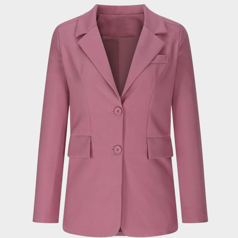 Thumbnail: Effen kleur vintage blazer met zakken open voorkant -Dameskleding-