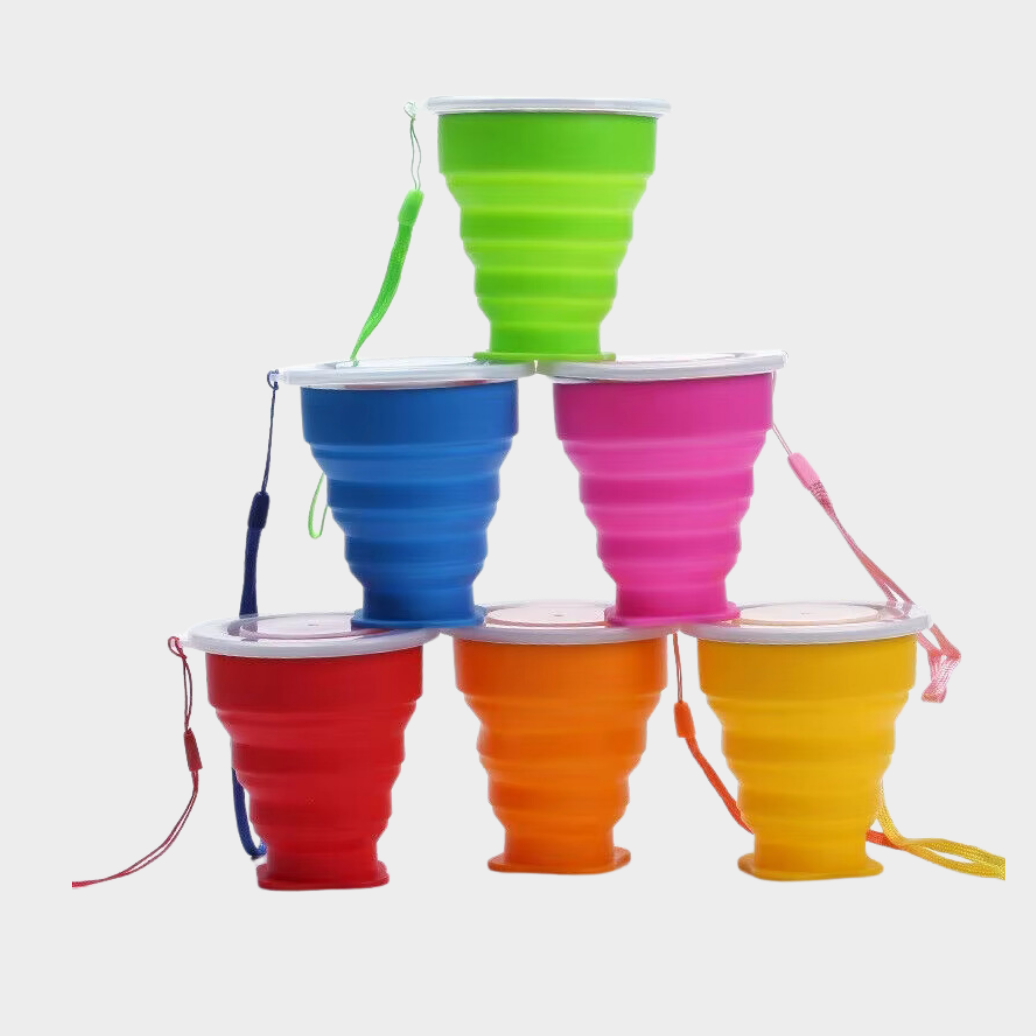 1 st 200ml / 240ml Bärbar hopfällbar silikonkopp med lock Utomhusresekopp