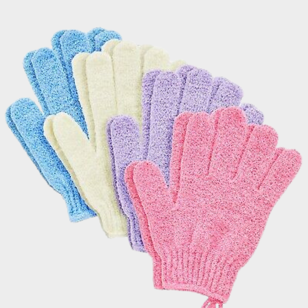 Miniaturebillede: 5 par Exfoliating Dual Texture brusehandsker til brusebad og kropsscrubs