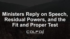 Ministers Reply on Speech, Residual Powers, and the Fit and Proper Test