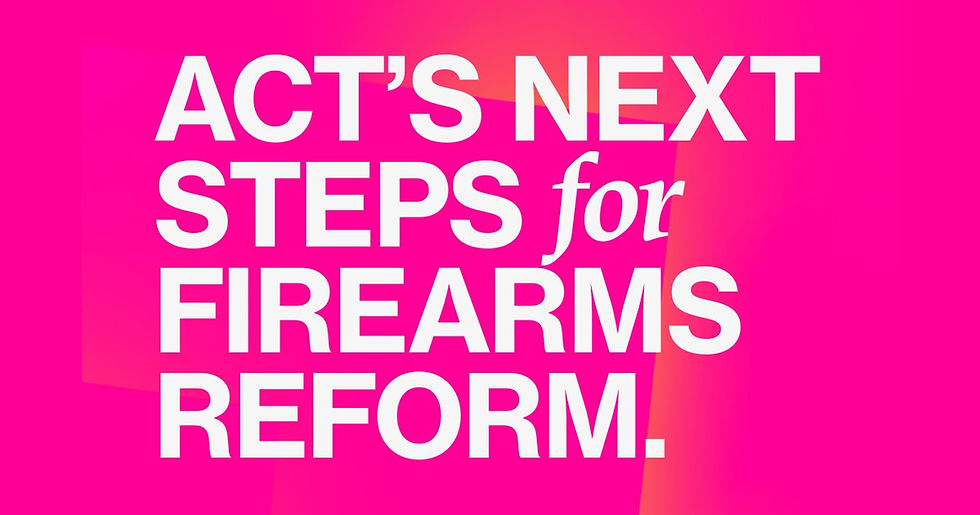 Cover of the ACT Party document titled ACT's next steps for firearms reform.