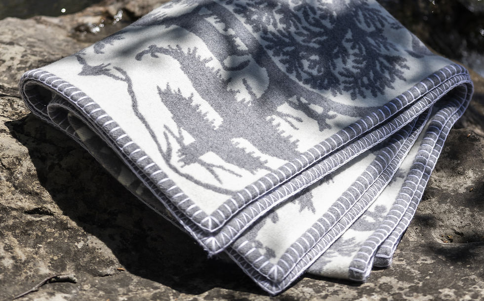 Close-up of a wool throw with soft winter texture.