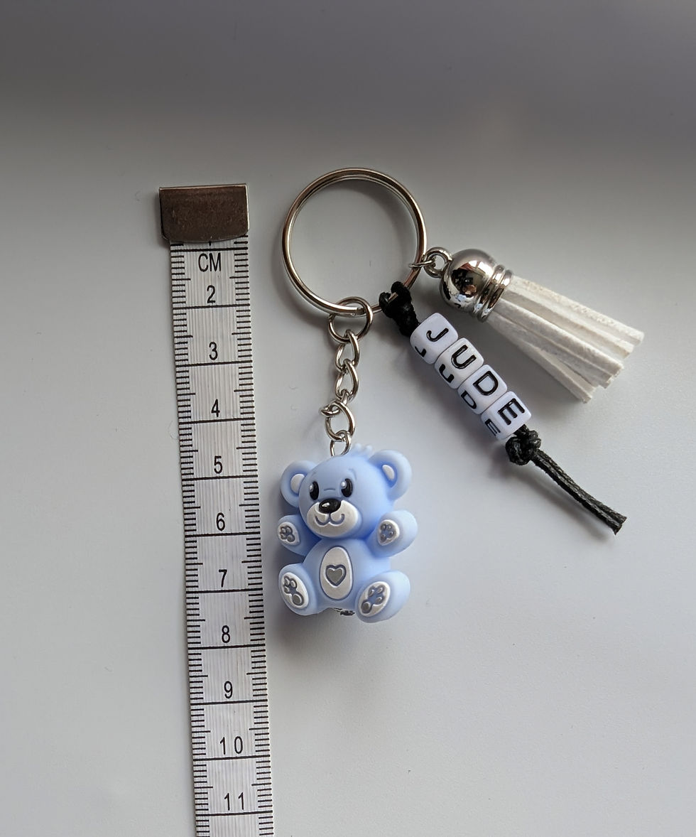 Thumbnail: copy of Personalised bear keyring, blue bear custom keychain,