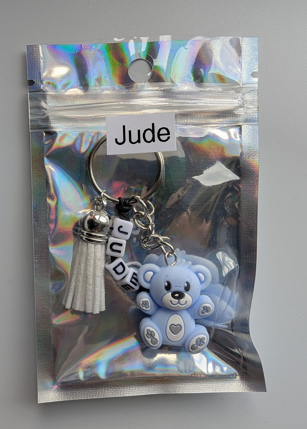 Thumbnail: copy of Personalised bear keyring, blue bear custom keychain,