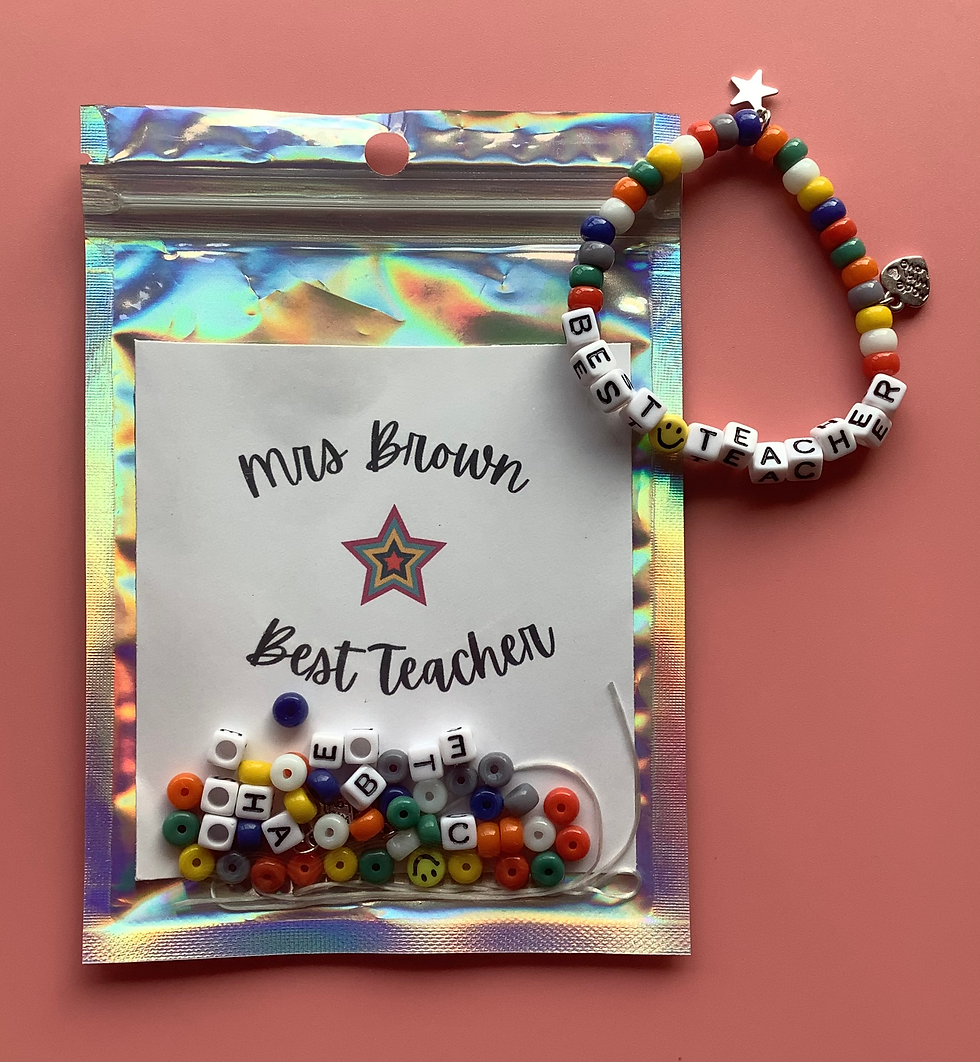 Thumbnail: DIY stretchy bracelet kit , beaded name bracelet, teacher gift kit
