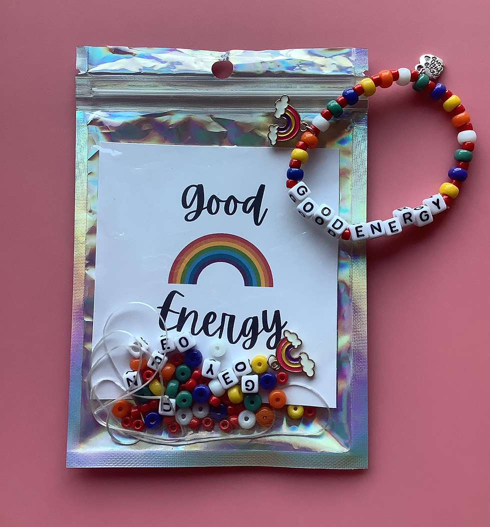 Thumbnail: DIY stretchy bracelet kit , beaded name bracelet, good energy kit