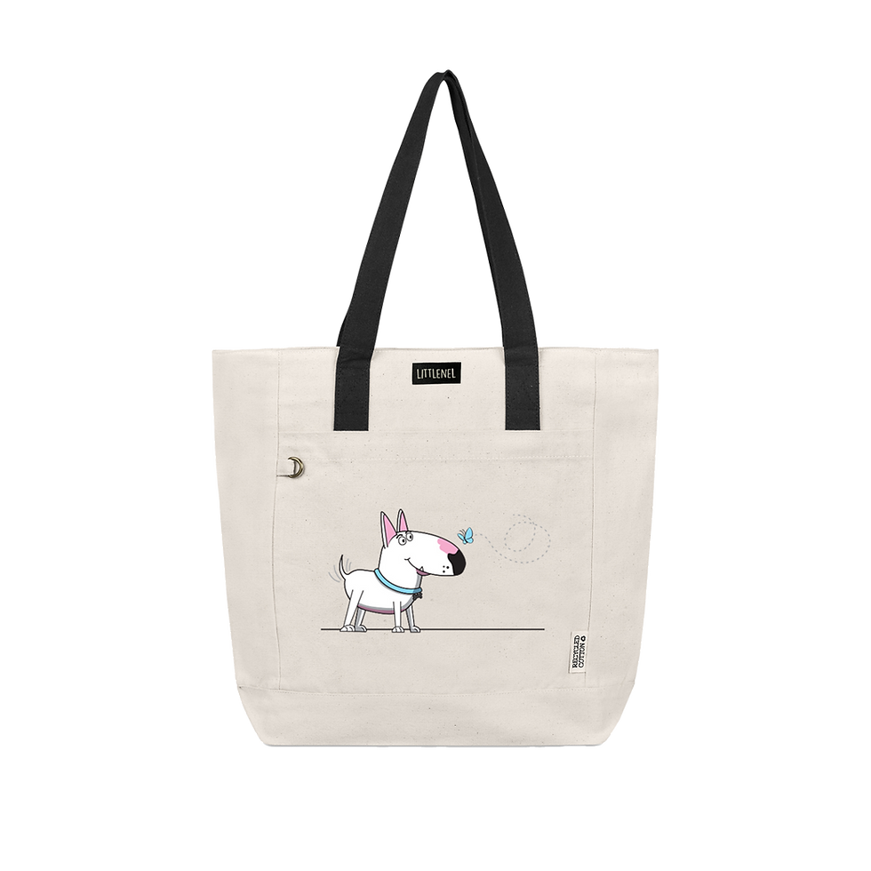 Dog & Butterfly Zip Tote Bag