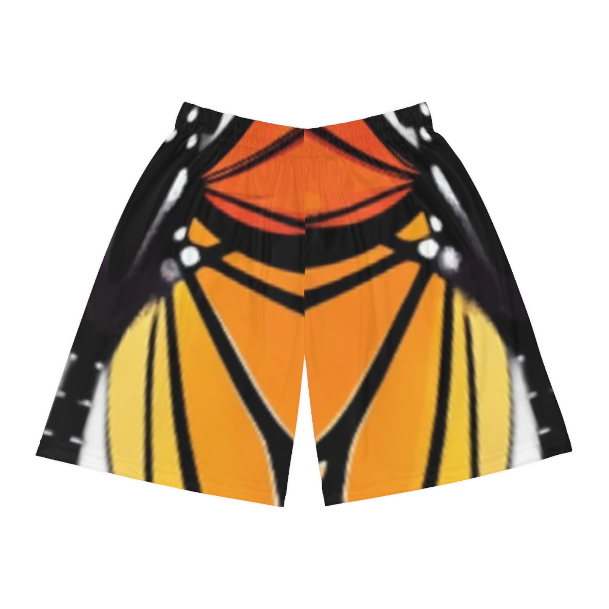 Orange Basketball Graphic Shorts — All-Over Print Athletic Shorts
