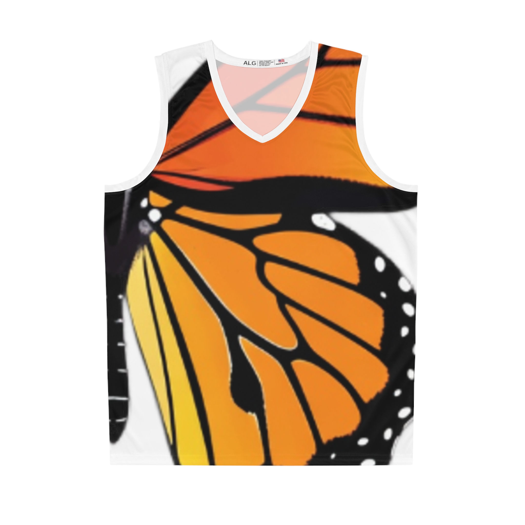 Monarch Wing Basketball Jersey — Orange Butterfly All-Over Print
