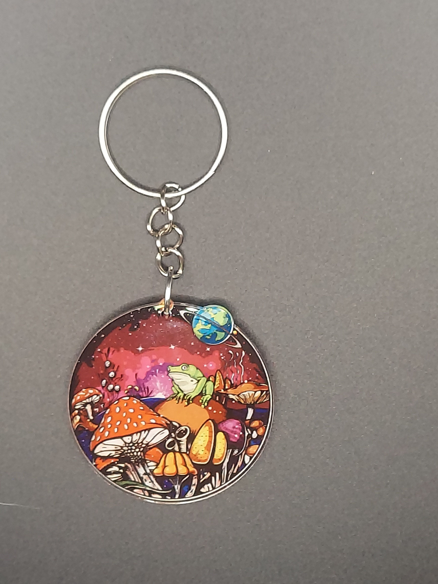 Frog Mushroom Scene Keychain