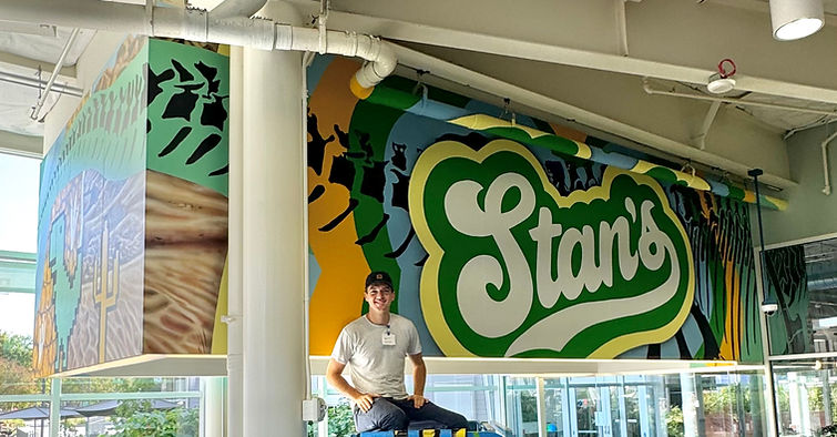 Stans mural painting at Googleplex by Maxfield Bala
