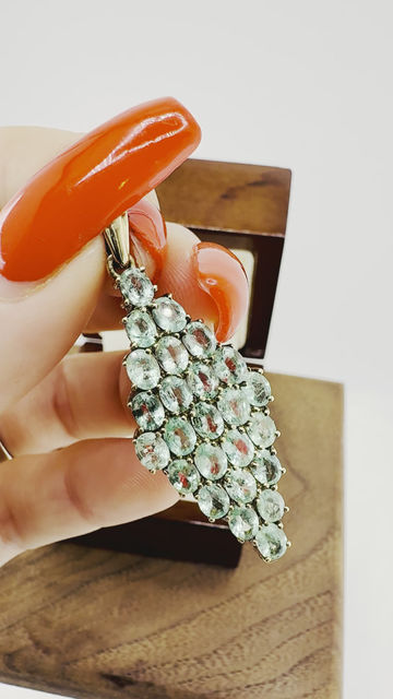 Thumbnail: Exceptional Large 9ct Gold Natural Emerald Cluster Pendant 