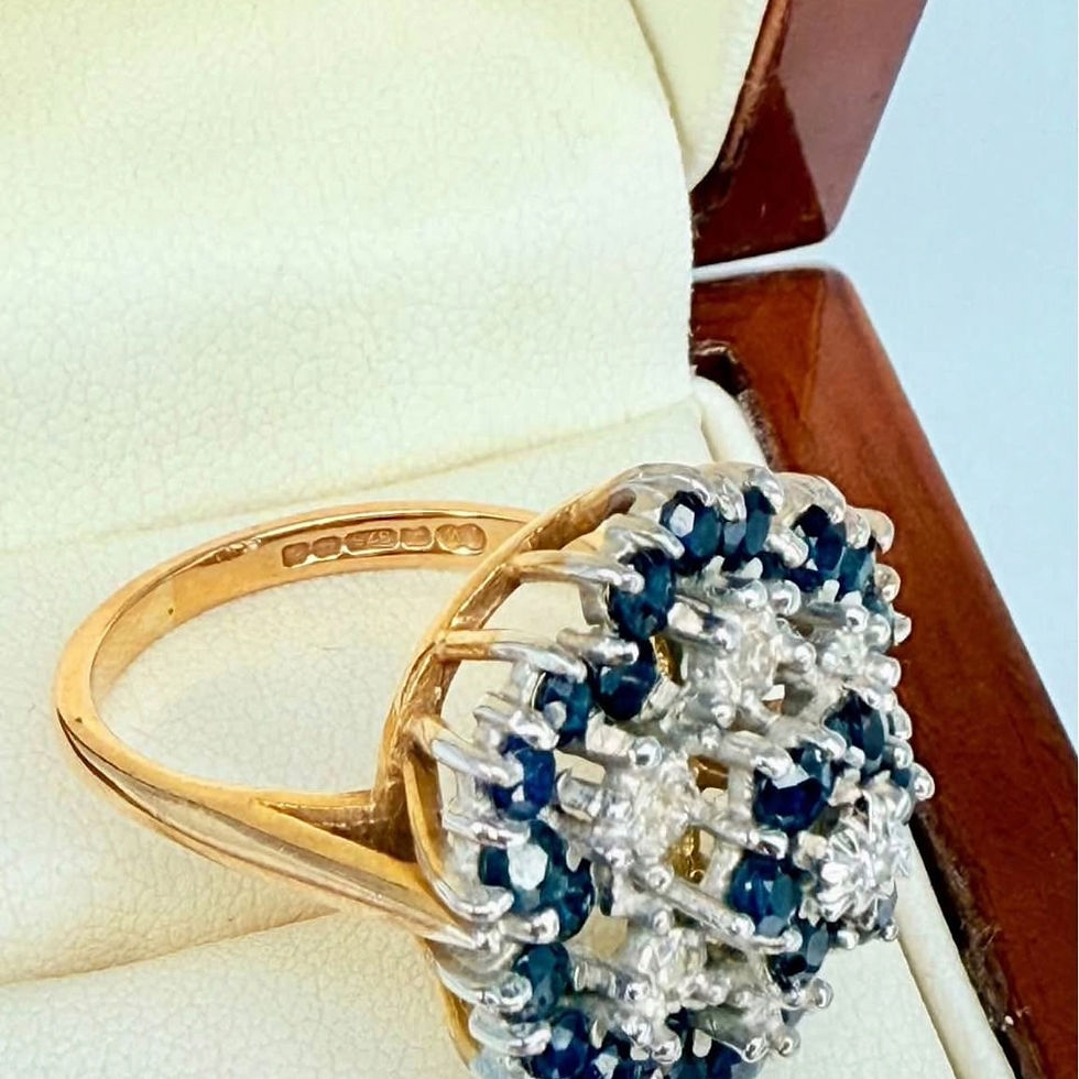 Thumbnail: Magnificent Sapphire and Diamond Floral Cluster 9ct Yellow Gold Ring