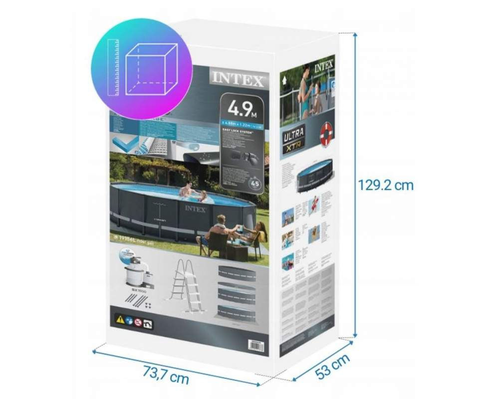 Прев'ю: Intex 26326 (488x122 см) з піщаним фільтром та драбиною [100кг] 73х53х129