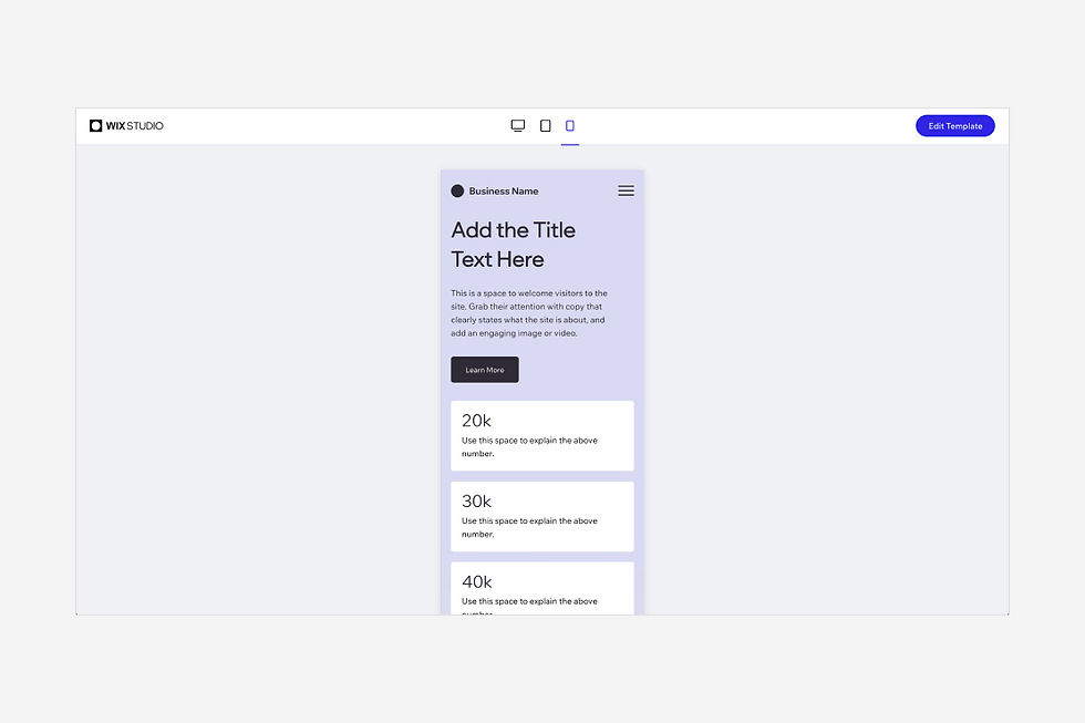 Mobile wireframe on Wix Studio