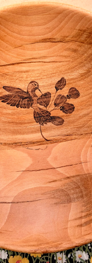 Salvaged Arbutus.
Woodturned and woodburned.