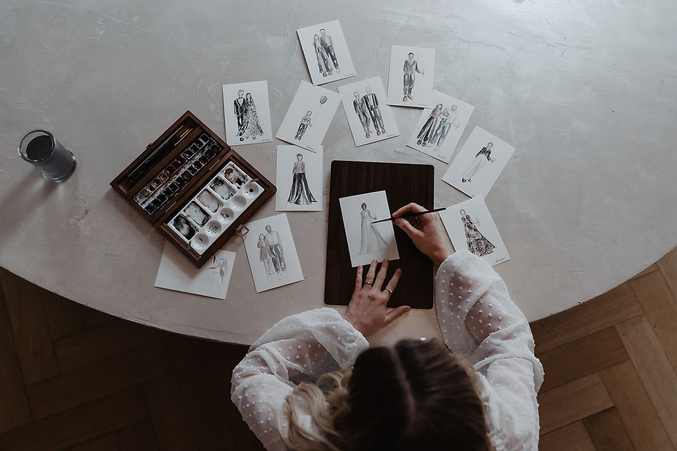 Table full of guest illustrations examples by Luisa