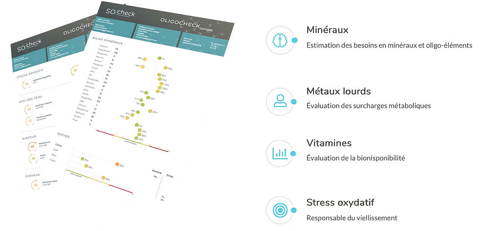 Bilan OligoCheck: analyse oligoéléments et métaux lourds par spectrophotométrie