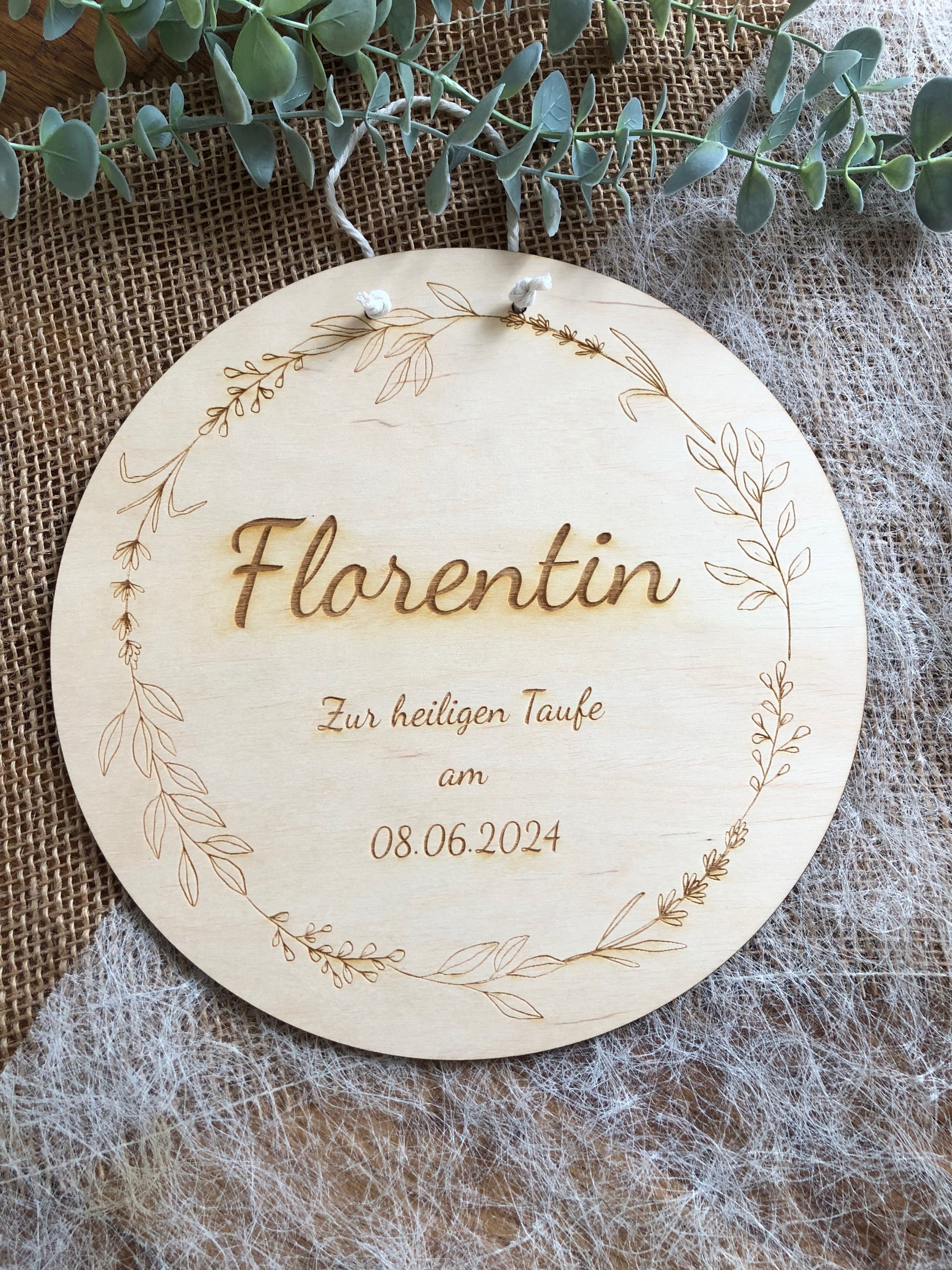 Namensschild zur Taufe