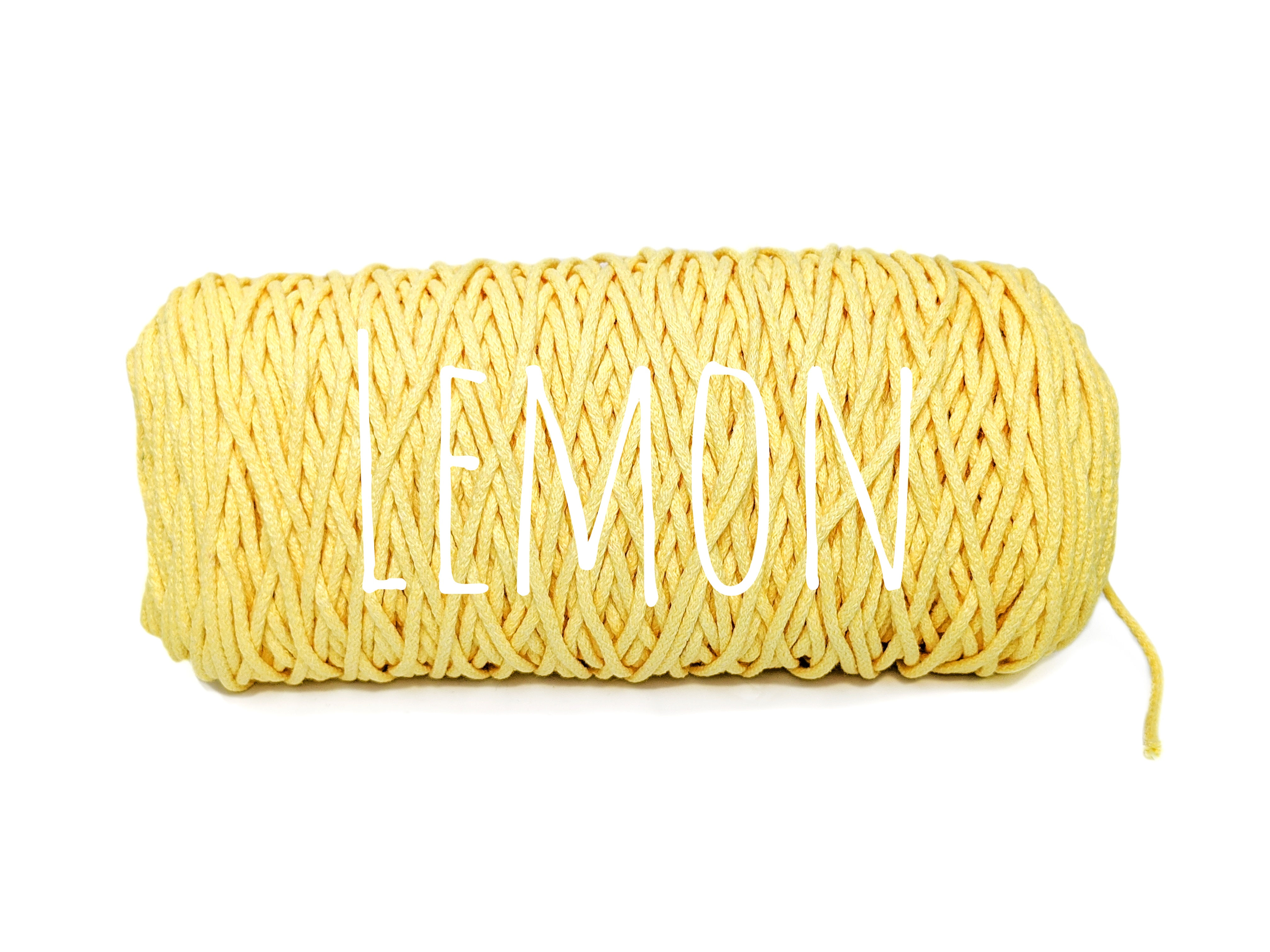 Cotton yarn - Lemon - 3mm for Macrame / Crochet / Knitting