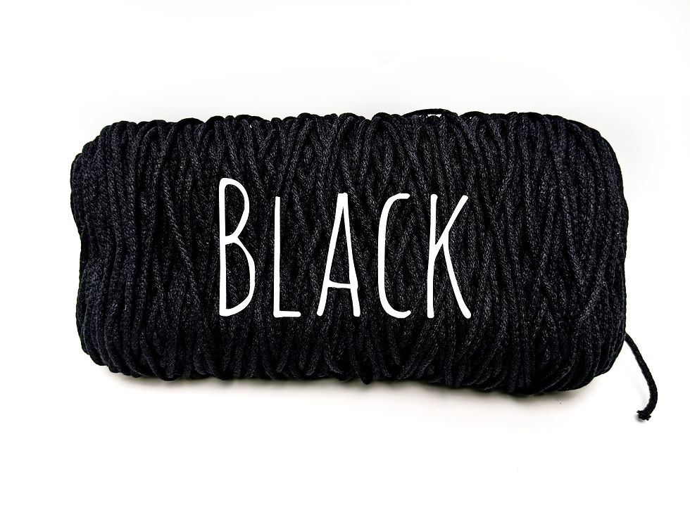 Cotton yarn - Black - 3mm for Macrame / Crochet / Knitting
