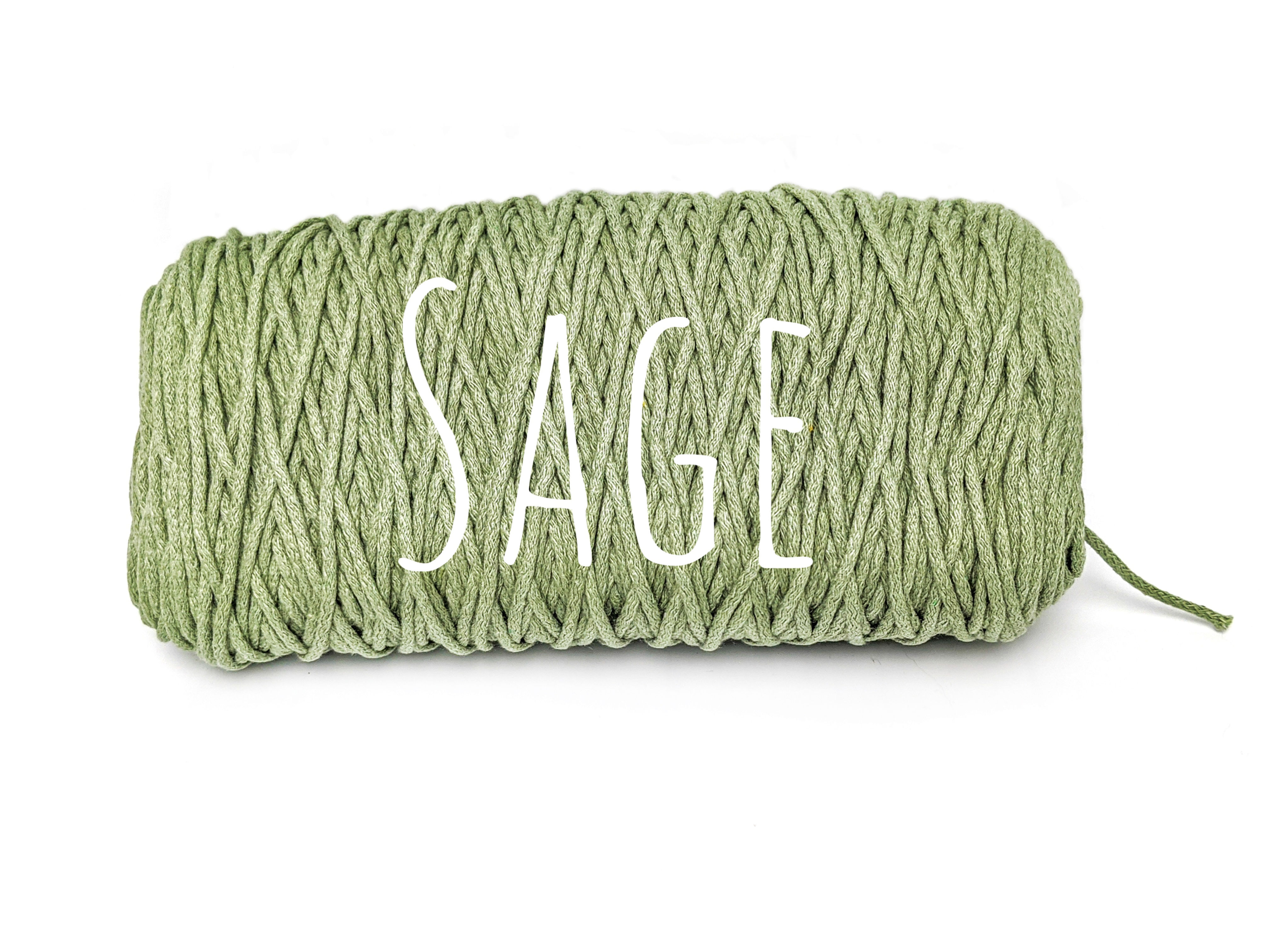 Cotton yarn - Sage - 3mm for Macrame / Crochet / Knitting