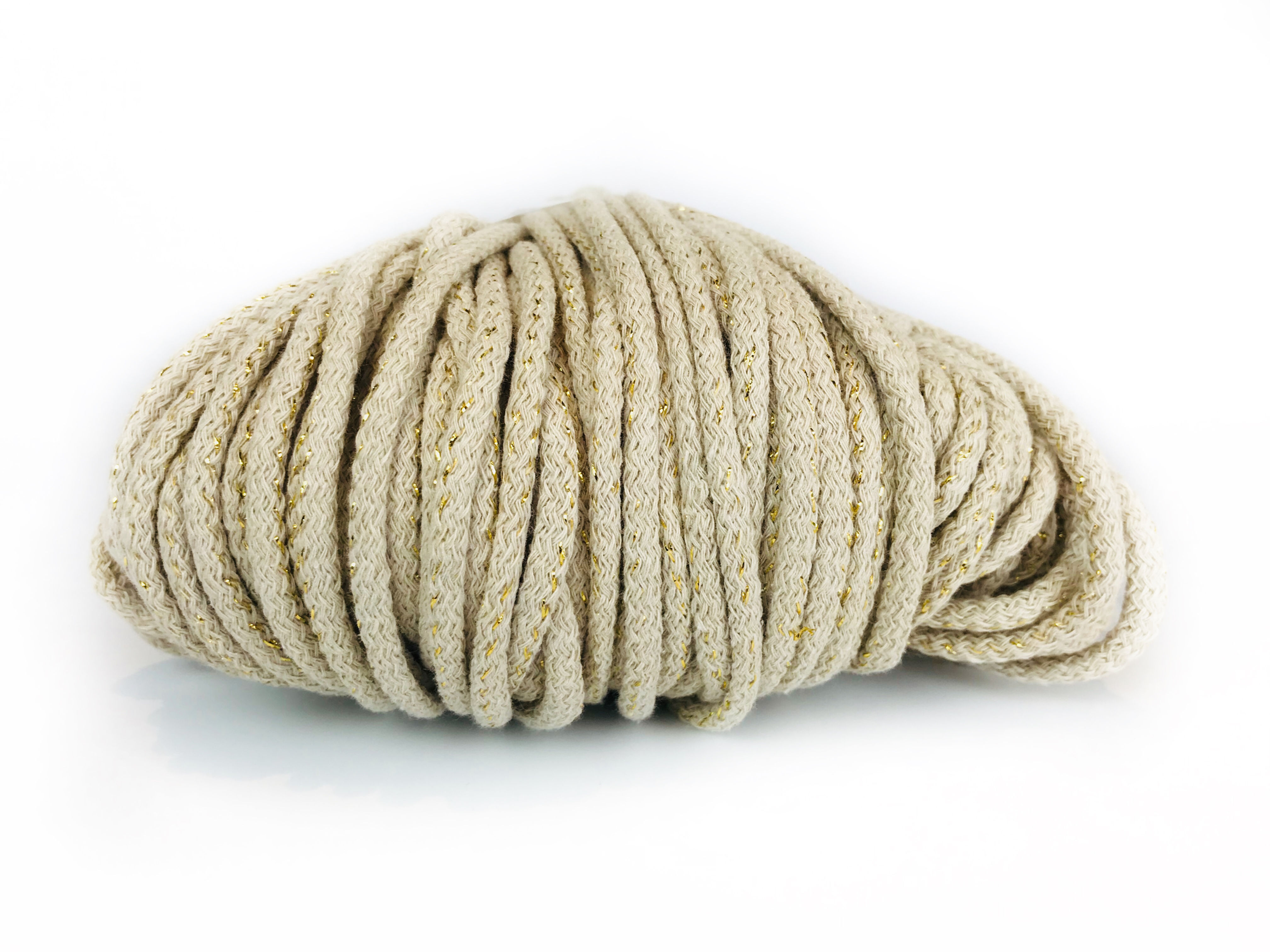 Chunky Cotton yarn with Metallic Thread - Ecru/Gold 5mm