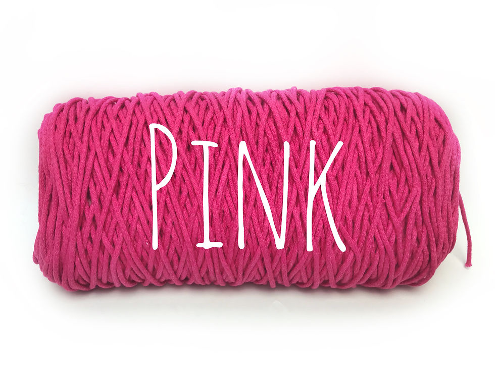 Thumbnail: Cotton yarn - Pink 3mm for Macrame / Crochet / Knitting