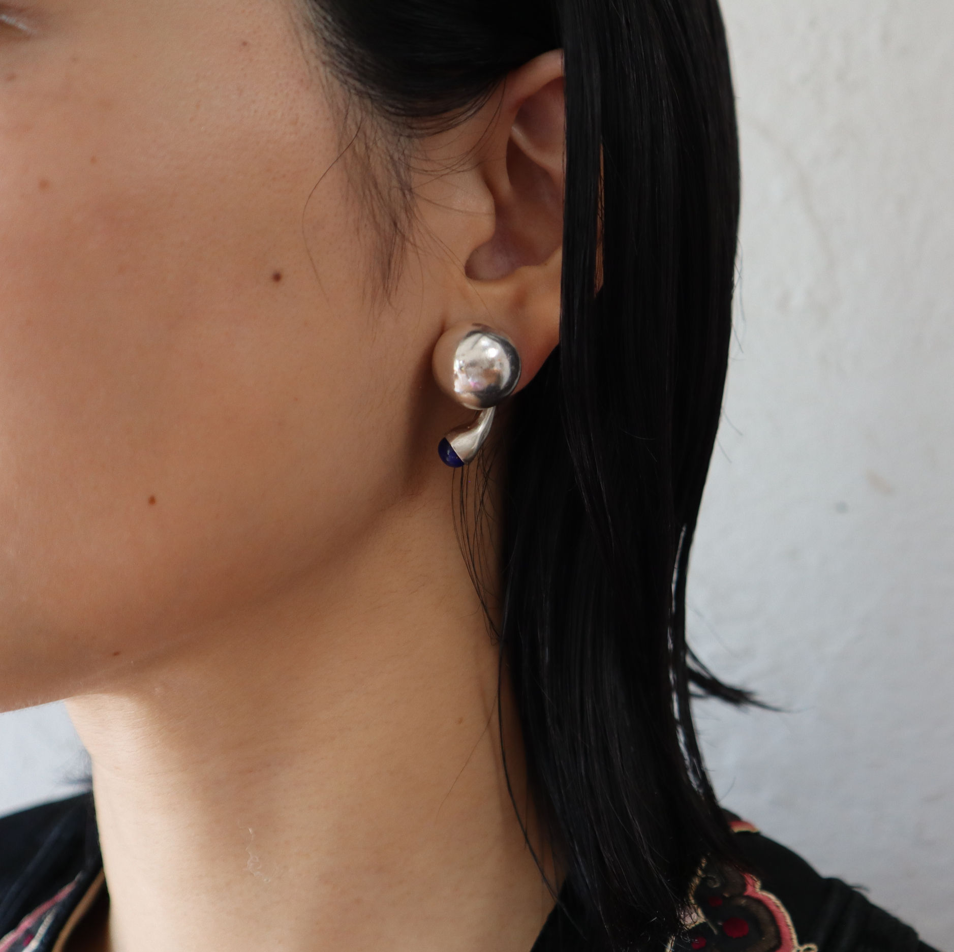 ラピスsilverピアス single